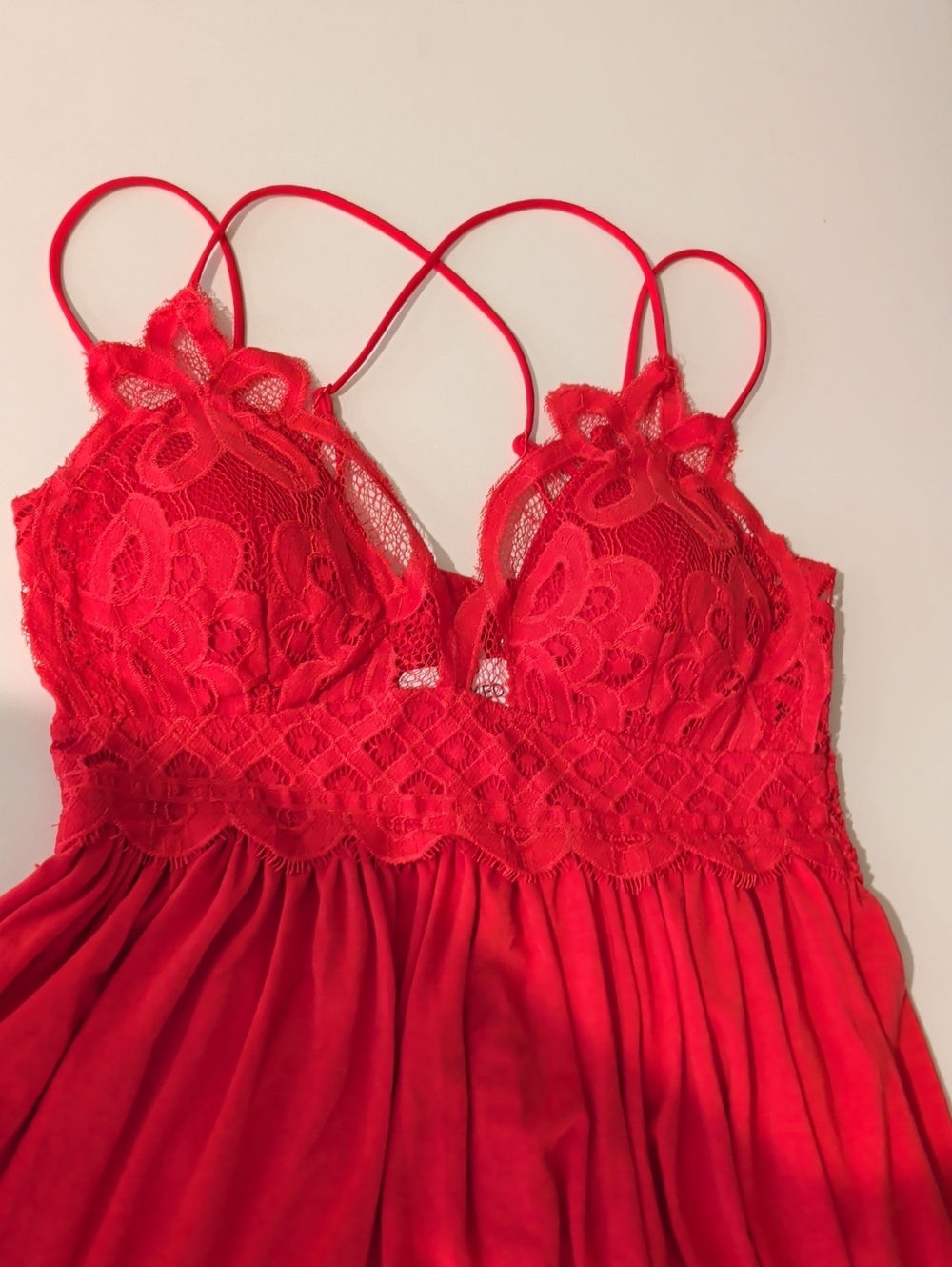 Zenana Red Spaghetti Straps Boho  Mini Dress - Women Size L - Picture 8 of 11